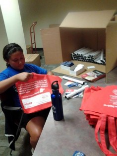 Jennifer A. stuffing St. Fair Bags for MSCOD