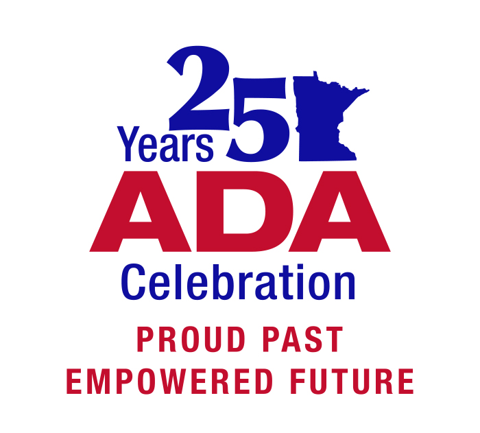 25 Years ADA Celebration logo. With tagline: Proud Past, Empowered Future.