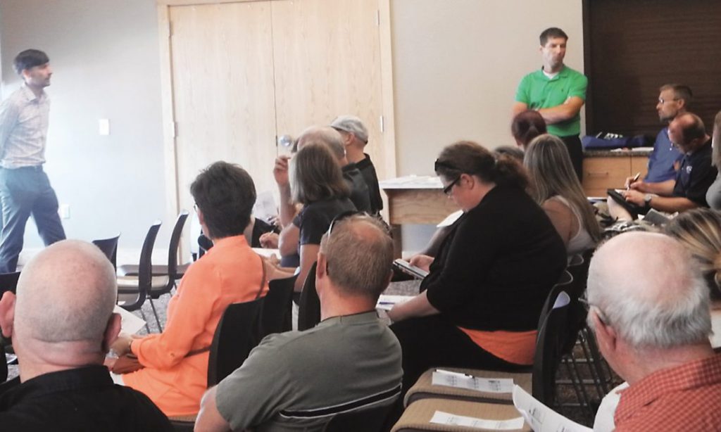 David Fenley, MSCOD, speaking to Marshall-area businesspeople