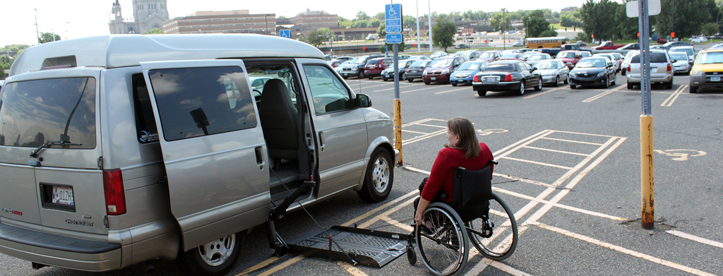 Accessible van in a disability parking space