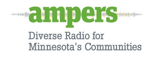 Ampers logo; with tagline: Diverse Radio for Minnesota's Communities