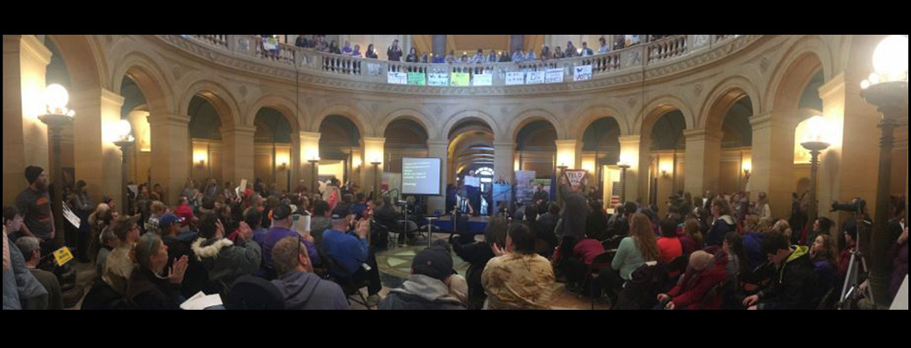 People with disabilities gathered at The Rotunda of the MN State Capitol