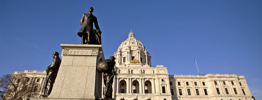 State Capitol with Gov. Johnson statue in foreground