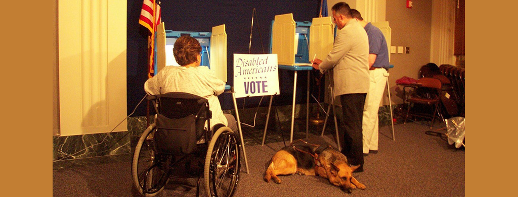 voter with disability at voting booth