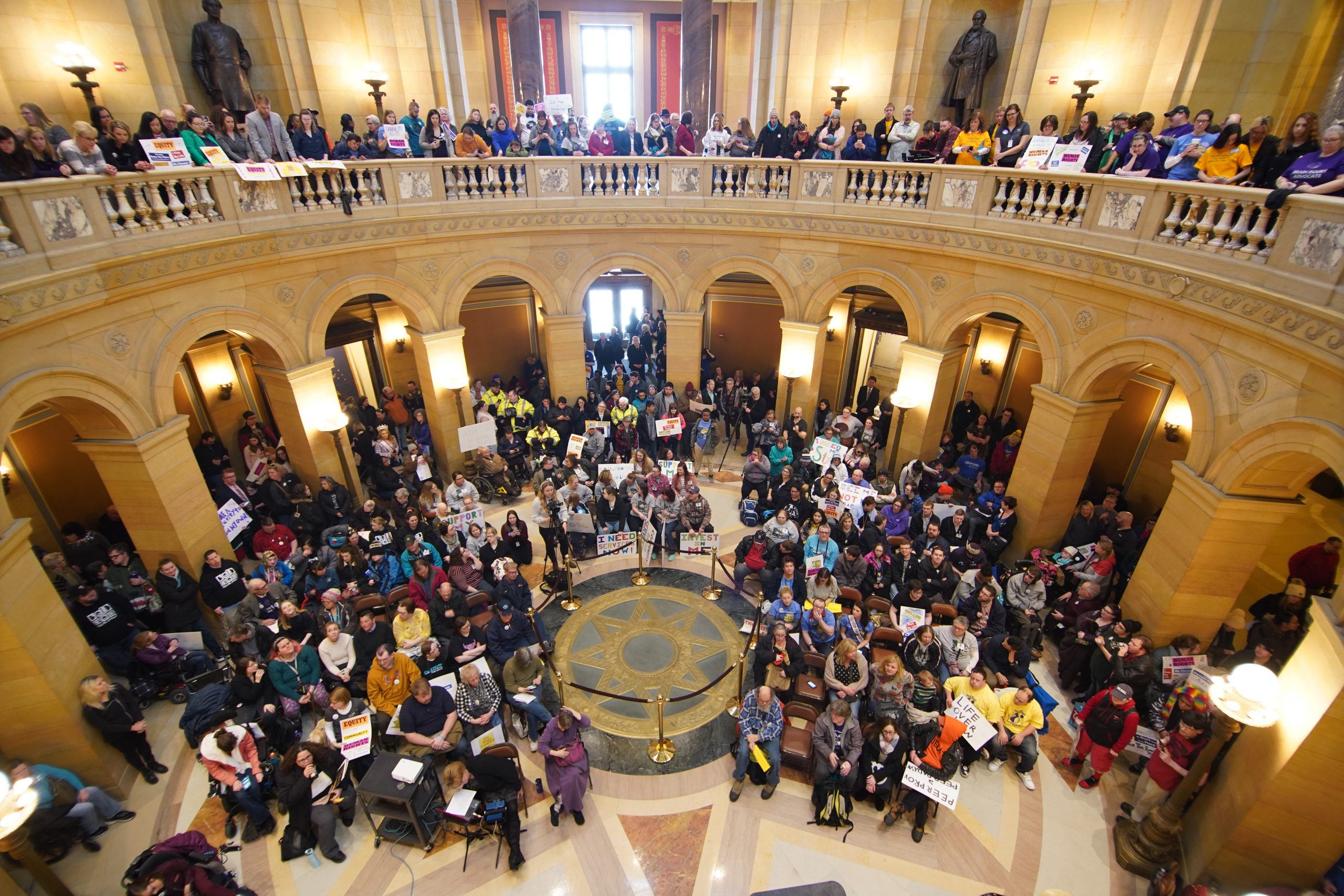 People gathered in the Capitol Rotunda on Disability Advocacy Day