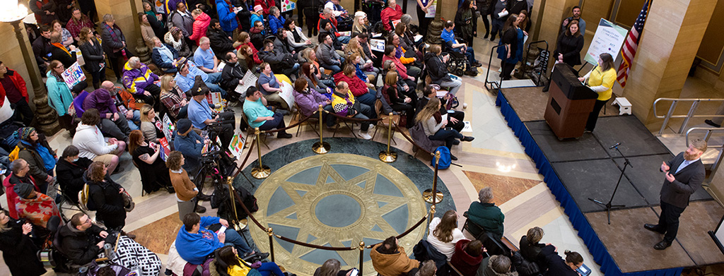 Disability advocates in the Capitol Rotunda