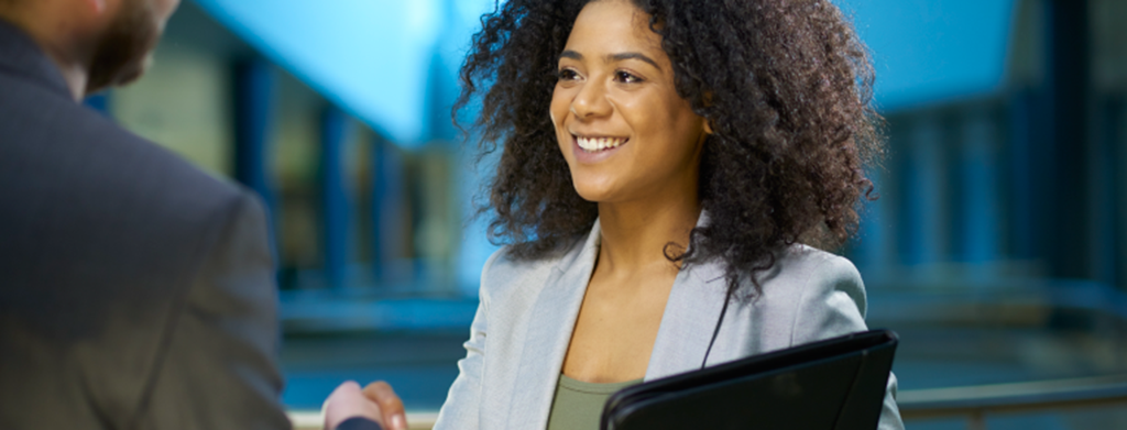 Job applicant meeting with interviewer