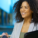 Job applicant meeting with interviewer