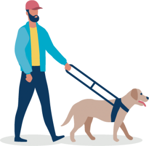 Man walking with a service dog