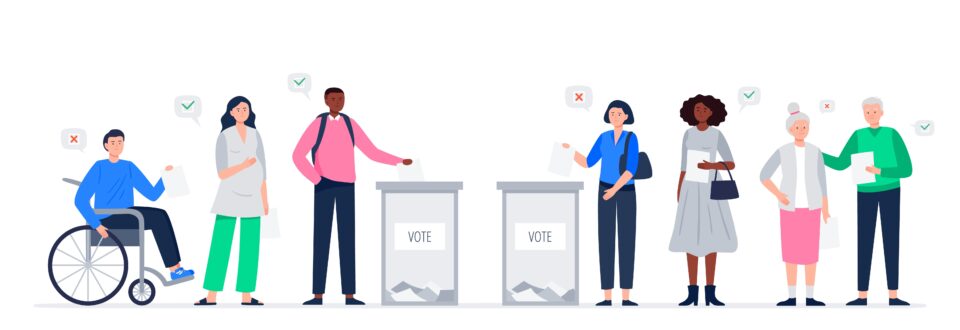 Illustration of people casting ballots