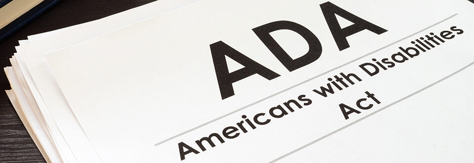 Document of loose pages. The cover page reads ADA: Americans with Disabilities Act.