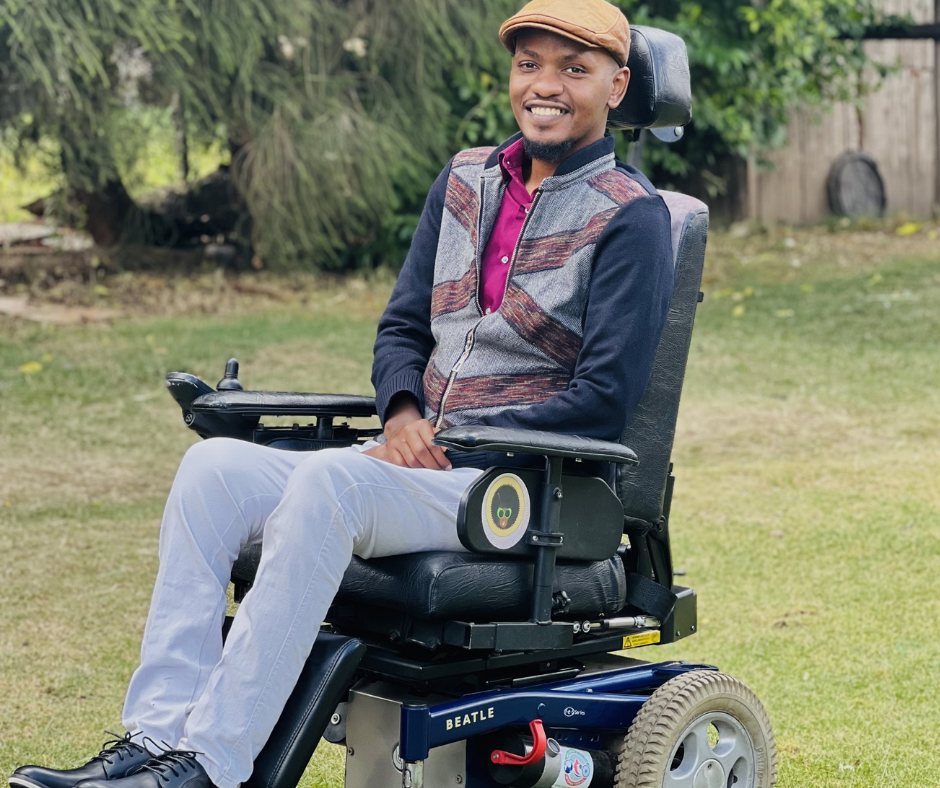 Brian Muchiri in his wheelchair
